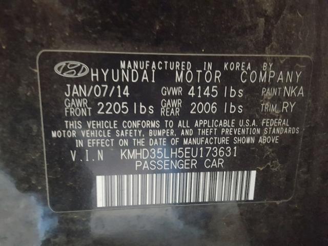 KMHD35LH5EU173631 - 2014 HYUNDAI ELANTRA GT BLACK photo 10