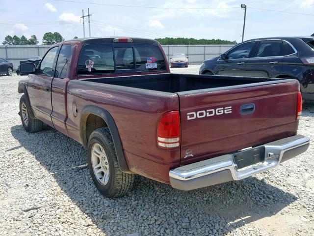 1B7GL42X32S536973 - 2002 DODGE DAKOTA SLT PURPLE photo 3