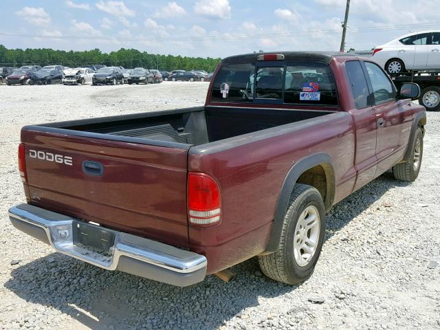 1B7GL42X32S536973 - 2002 DODGE DAKOTA SLT PURPLE photo 4