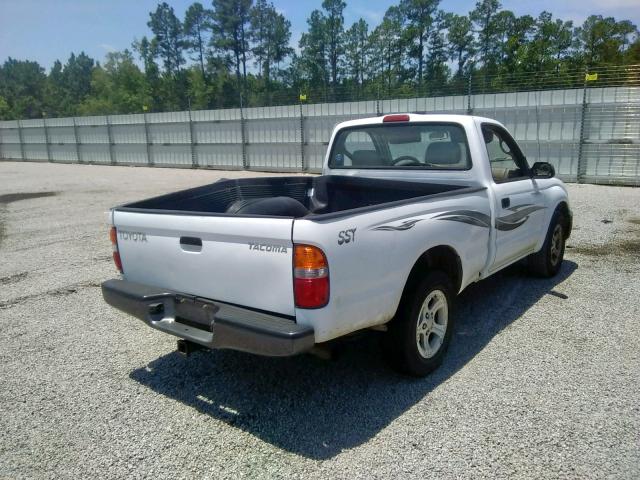 5TENL42N11Z746844 - 2001 TOYOTA TACOMA WHITE photo 4