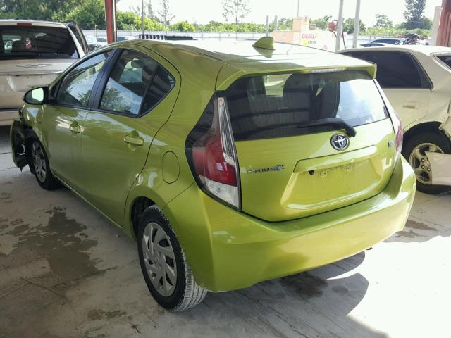 JTDKDTB36F1096774 - 2015 TOYOTA PRIUS C GREEN photo 3