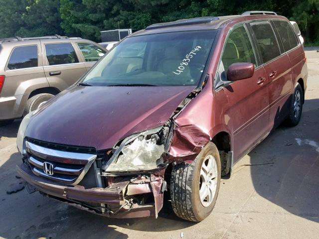 5FNRL38657B432765 - 2007 HONDA ODYSSEY EX RED photo 2