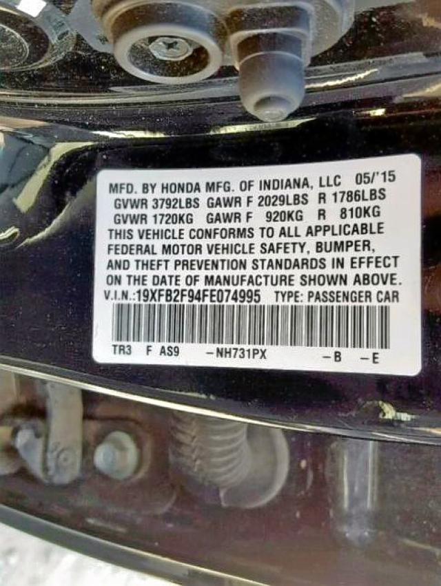 19XFB2F94FE074995 - 2015 HONDA CIVIC EXL 黑色 照片 10