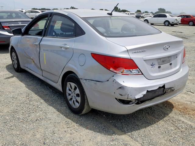 KMHCT4AE2GU096802 - 2016 HYUNDAI ACCENT SE SILVER photo 3