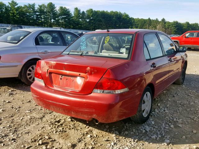 JA3AJ26E34U037430 - 2004 MITSUBISHI LANCER ES BURGUNDY photo 4