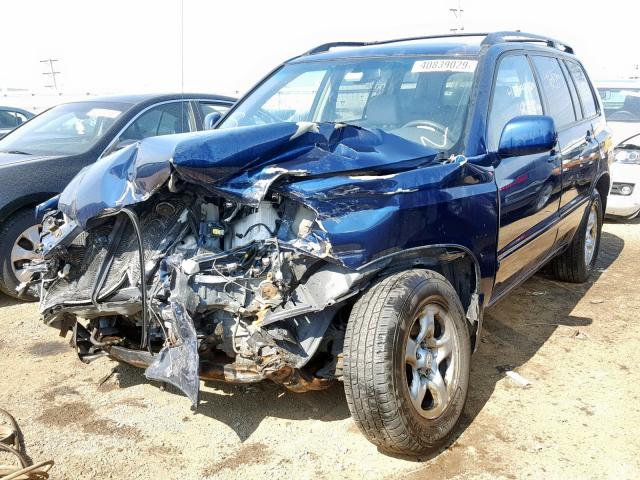 JTEGD21A760149211 - 2006 TOYOTA HIGHLANDER BLUE photo 2