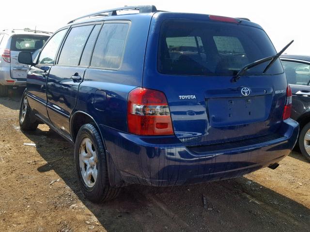 JTEGD21A760149211 - 2006 TOYOTA HIGHLANDER BLUE photo 3