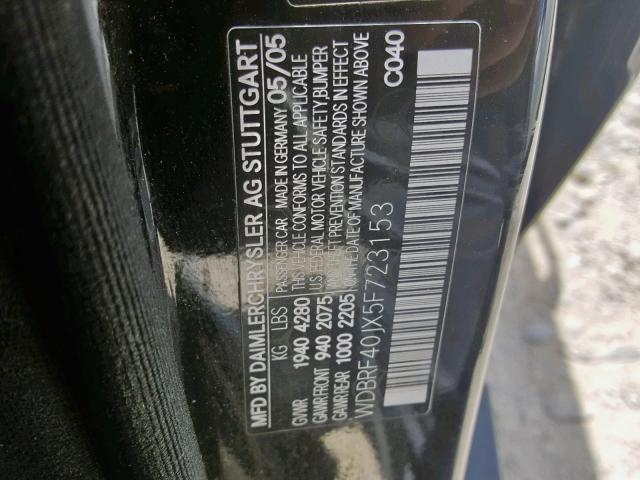 WDBRF40JX5F723153 - 2005 MERCEDES-BENZ C 230K SPO BLACK photo 10