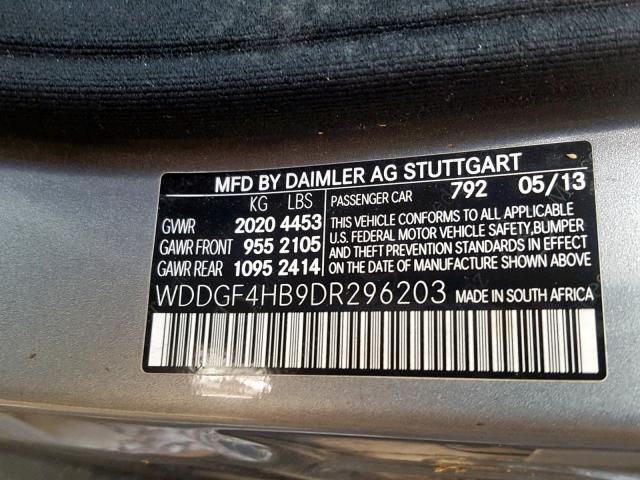 WDDGF4HB9DR296203 - 2013 MERCEDES-BENZ C 250 SILVER photo 10