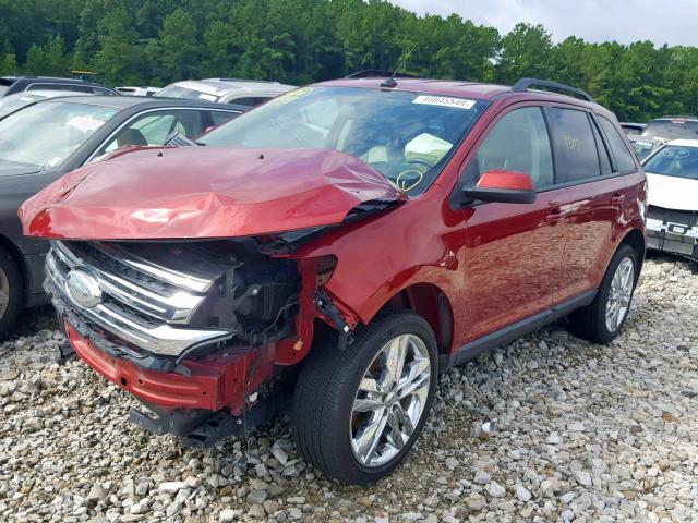 2FMDK3JC9DBA89086 - 2013 FORD EDGE SEL BURGUNDY photo 2