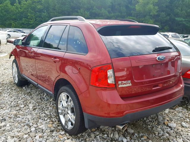 2FMDK3JC9DBA89086 - 2013 FORD EDGE SEL BURGUNDY photo 3