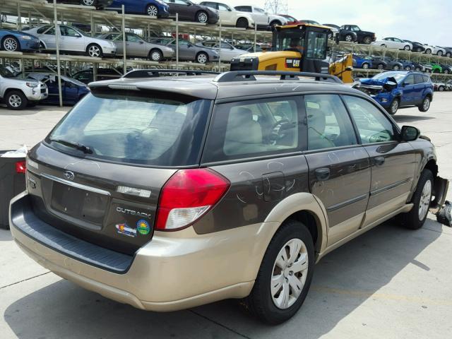 4S4BP60C087300914 - 2008 SUBARU OUTBACK BROWN photo 4