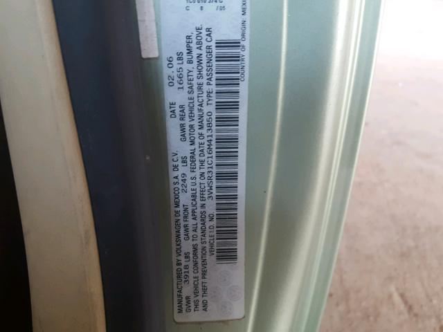 3VWSR31C16M413850 - 2006 VOLKSWAGEN NEW BEETLE მწვანე ფოტო 10