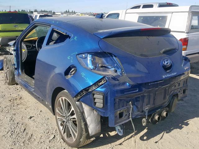 KMHTC6AEXGU303769 - 2016 HYUNDAI VELOSTER T BLUE photo 3