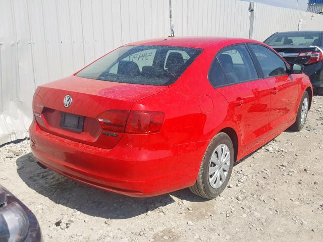 3VW2K7AJXEM421521 - 2014 VOLKSWAGEN JETTA BASE RED photo 4