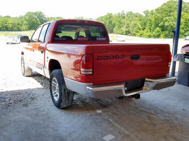 1B7GL2ANX1S145421 - 2001 DODGE DAKOTA QUA RED photo 3