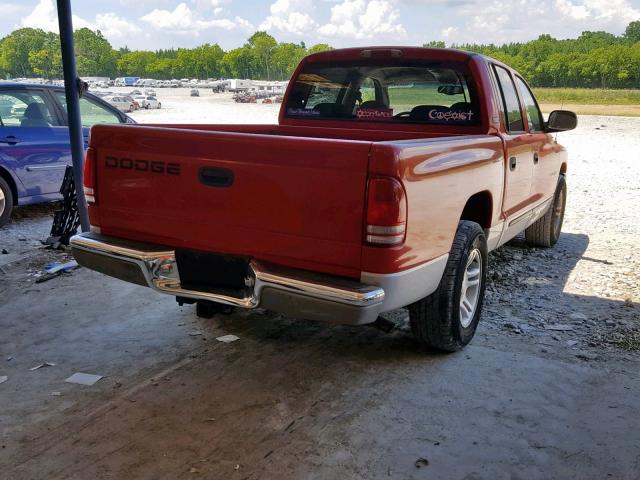 1B7GL2ANX1S145421 - 2001 DODGE DAKOTA QUA RED photo 4