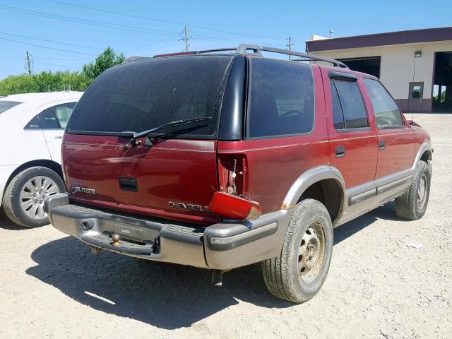 1GNDT13W7W2150514 - 1998 CHEVROLET BLAZER MAROON photo 4