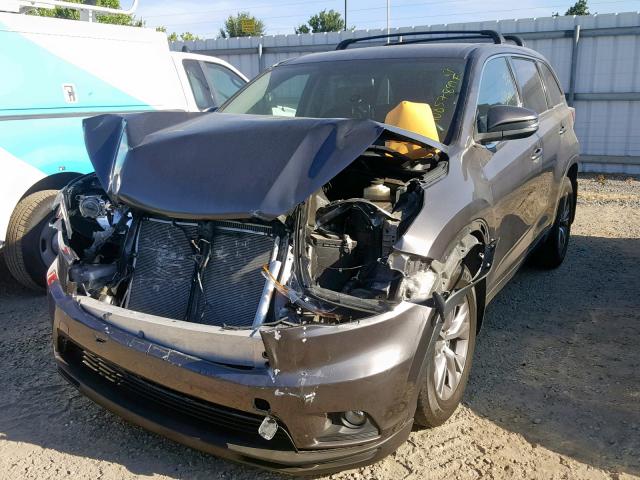 5TDBKRFH0FS148336 - 2015 TOYOTA HIGHLANDER BROWN photo 2