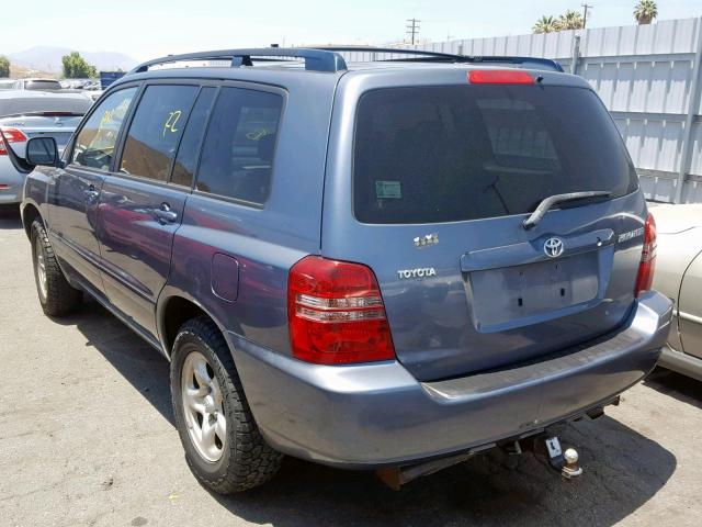 JTEGD21A630072312 - 2003 TOYOTA HIGHLANDER BLUE photo 3