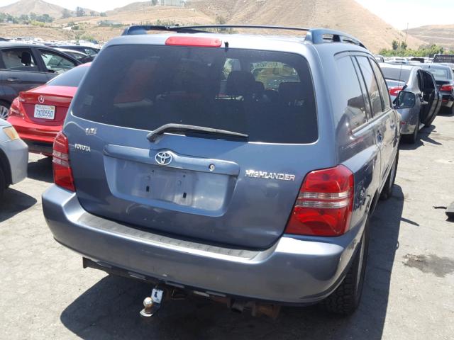 JTEGD21A630072312 - 2003 TOYOTA HIGHLANDER BLUE photo 4