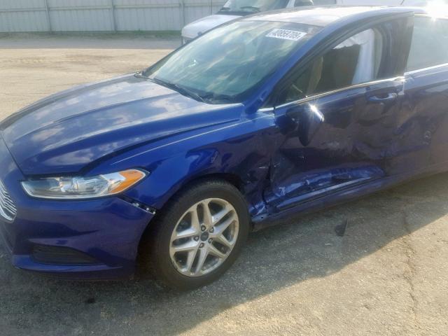 3FA6P0H72GR221767 - 2016 FORD FUSION SE BLUE photo 9