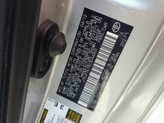 JTKJF5C78C3044459 - 2012 TOYOTA SCION TC Gümüş foto 10