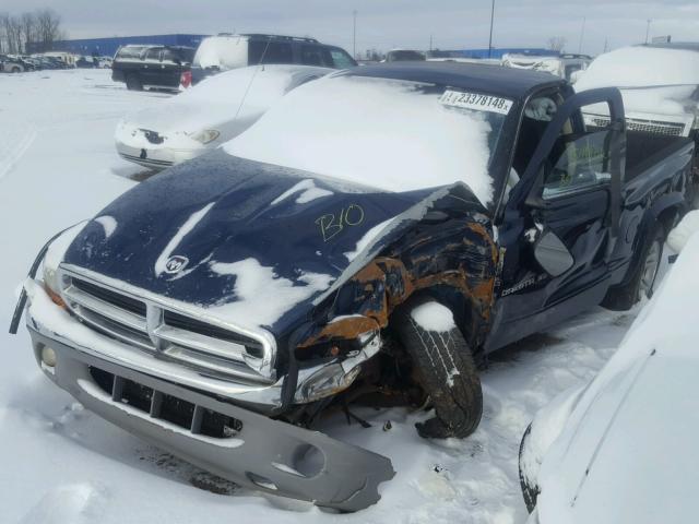 1B7FL46X12S664473 - 2002 DODGE DAKOTA SLT BLUE photo 2