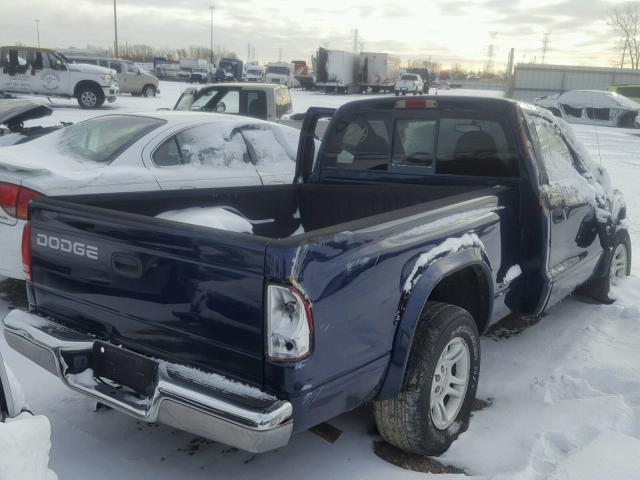 1B7FL46X12S664473 - 2002 DODGE DAKOTA SLT BLUE photo 4