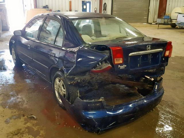 2HGES16482H934746 - 2002 HONDA CIVIC DX BLUE photo 3