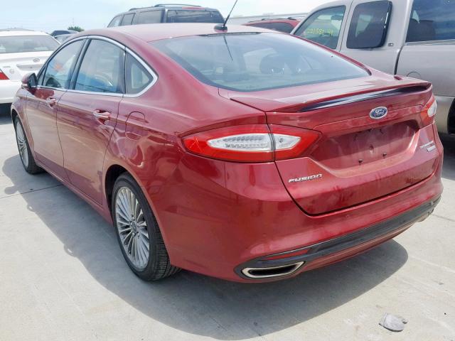 3FA6P0K91ER333192 - 2014 FORD FUSION TIT RED photo 3