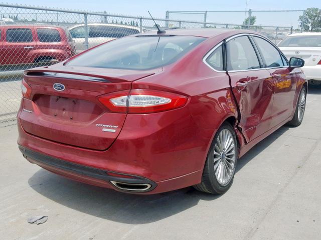 3FA6P0K91ER333192 - 2014 FORD FUSION TIT RED photo 4