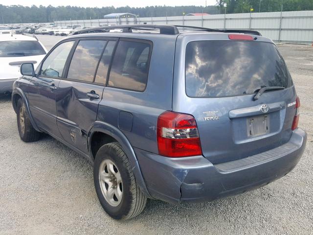 JTEGD21A160137233 - 2006 TOYOTA HIGHLANDER BLUE photo 3