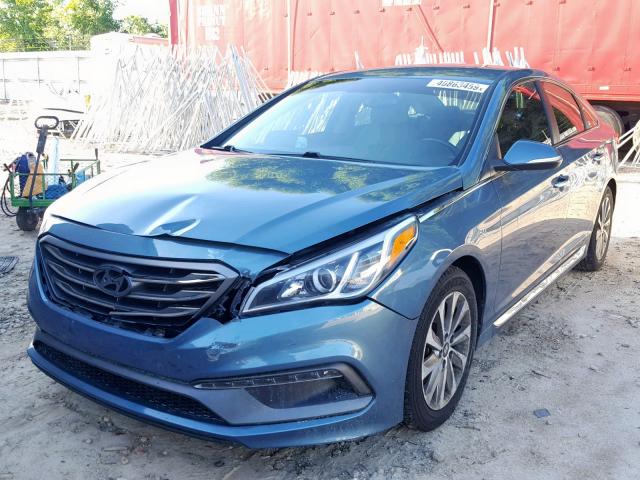 5NPE34AF5FH103692 - 2015 HYUNDAI SONATA SPO BLUE photo 2