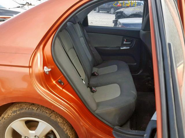 KNAFE121485013451 - 2008 KIA SPECTRA EX ORANGE photo 6