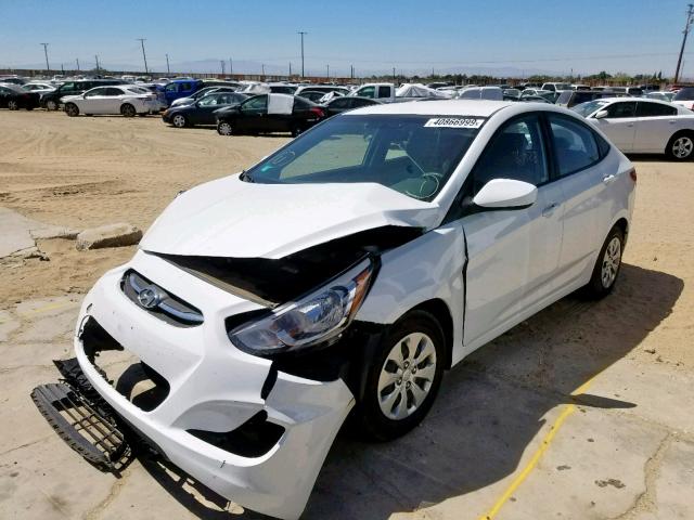 KMHCT4AE1GU070420 - 2016 HYUNDAI ACCENT SE WHITE photo 2