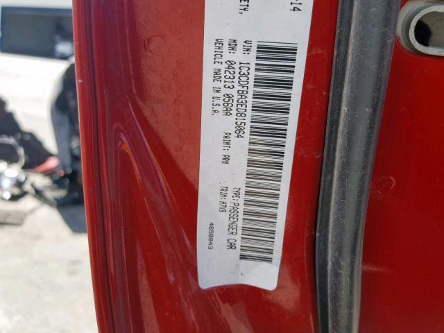 1C3CDFBA3ED815064 - 2014 DODGE DART SXT RED photo 10