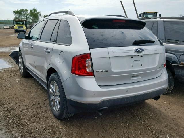 2FMDK3J94DBA40091 - 2013 FORD EDGE SEL SILVER photo 3