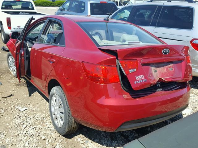 KNAFU4A26B5462524 - 2011 KIA FORTE EX RED photo 3