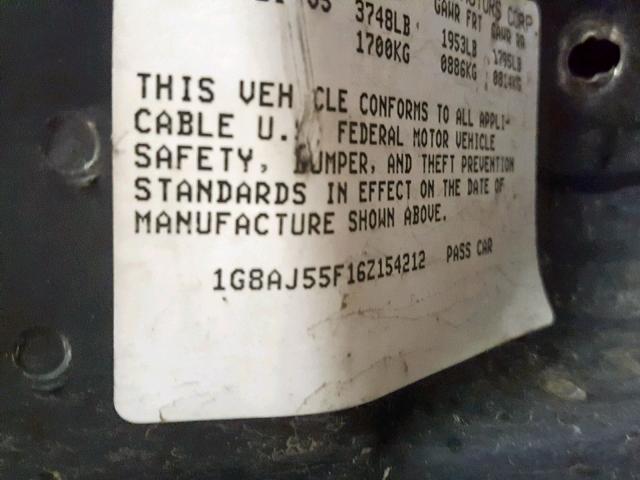 1G8AJ55F16Z154212 - 2006 SATURN ION LEVEL GRAY photo 10