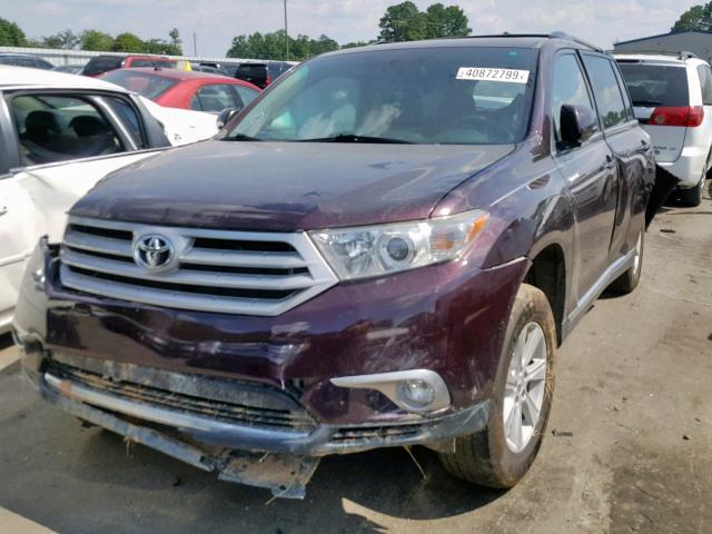 5TDBK3EH6CS118896 - 2012 TOYOTA HIGHLANDER MAROON photo 2