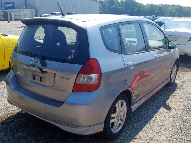 JHMGD38658S039808 - 2008 HONDA FIT SPORT GRAY photo 4