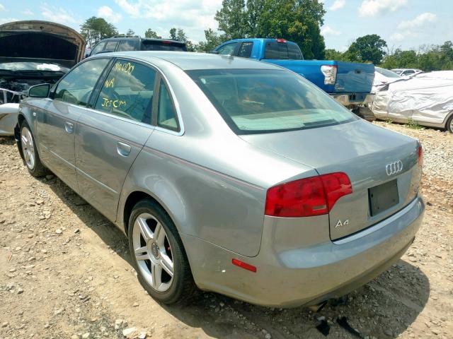 WAUDF78E17A244508 - 2007 AUDI A4 2.0T QU SILVER photo 3