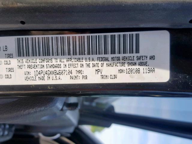 1D4PU4GXXBW607104 - 2011 DODGE NITRO HEAT BLACK photo 10