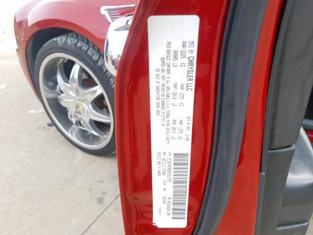 2C3KA43R68H243783 - 2008 CHRYSLER 300 LX RED photo 10