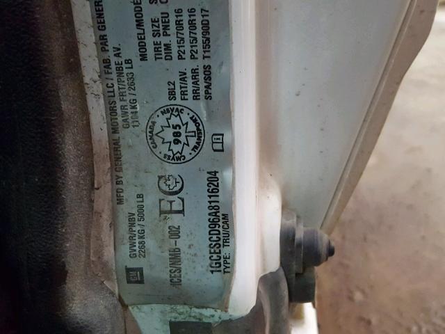 1GCESCD96A8116204 - 2010 CHEVROLET COLORADO L WHITE photo 10