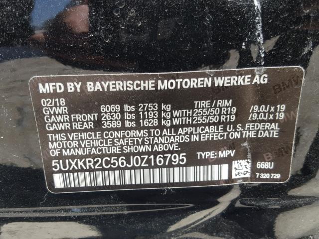 5UXKR2C56J0Z16795 - 2018 BMW X5 SDRIVE3 BLACK photo 10