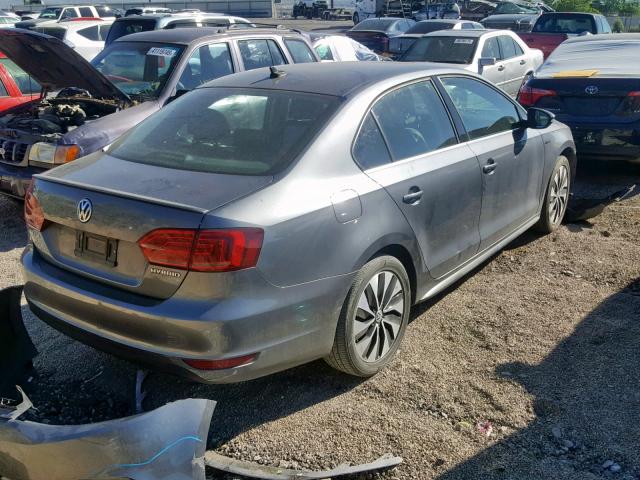 3VW637AJ4EM300997 - 2014 VOLKSWAGEN JETTA HYBR GRAY photo 4