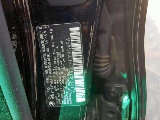 5UXFA13506LY45456 - 2006 BMW X5 3.0I BLACK photo 10