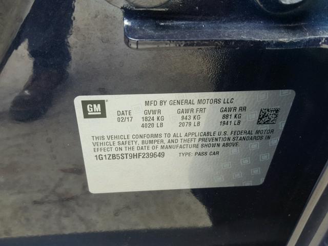 1G1ZB5ST9HF239649 - 2017 CHEVROLET MALIBU LS BLUE photo 10